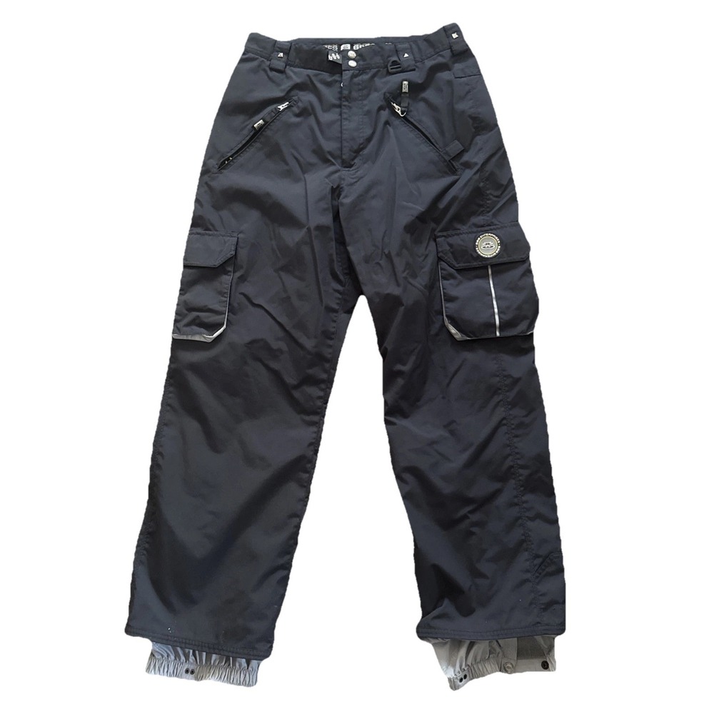 686 Enterprises Snowboard Pants Unisex M 30x32 Black Cargo Waterproof Baggy Ski